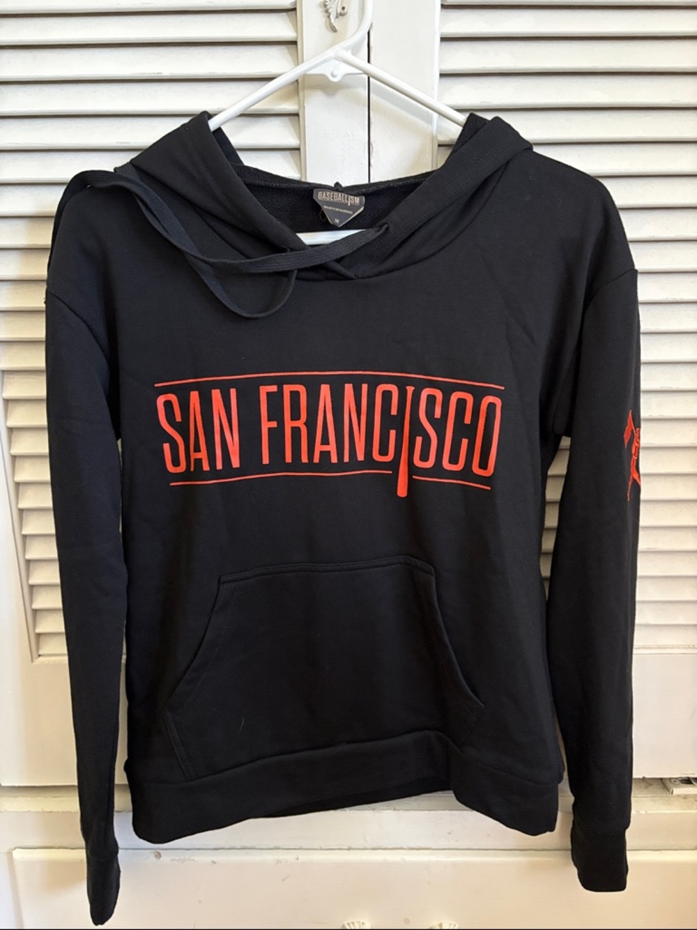 BASEBALLISM Black Hoodie with Orange Chest Graphic